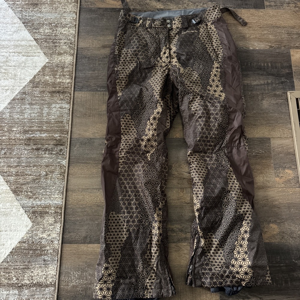 Columbia Convert Womens Snow Snowboarding  Pants Brown Geometric Pattern Small